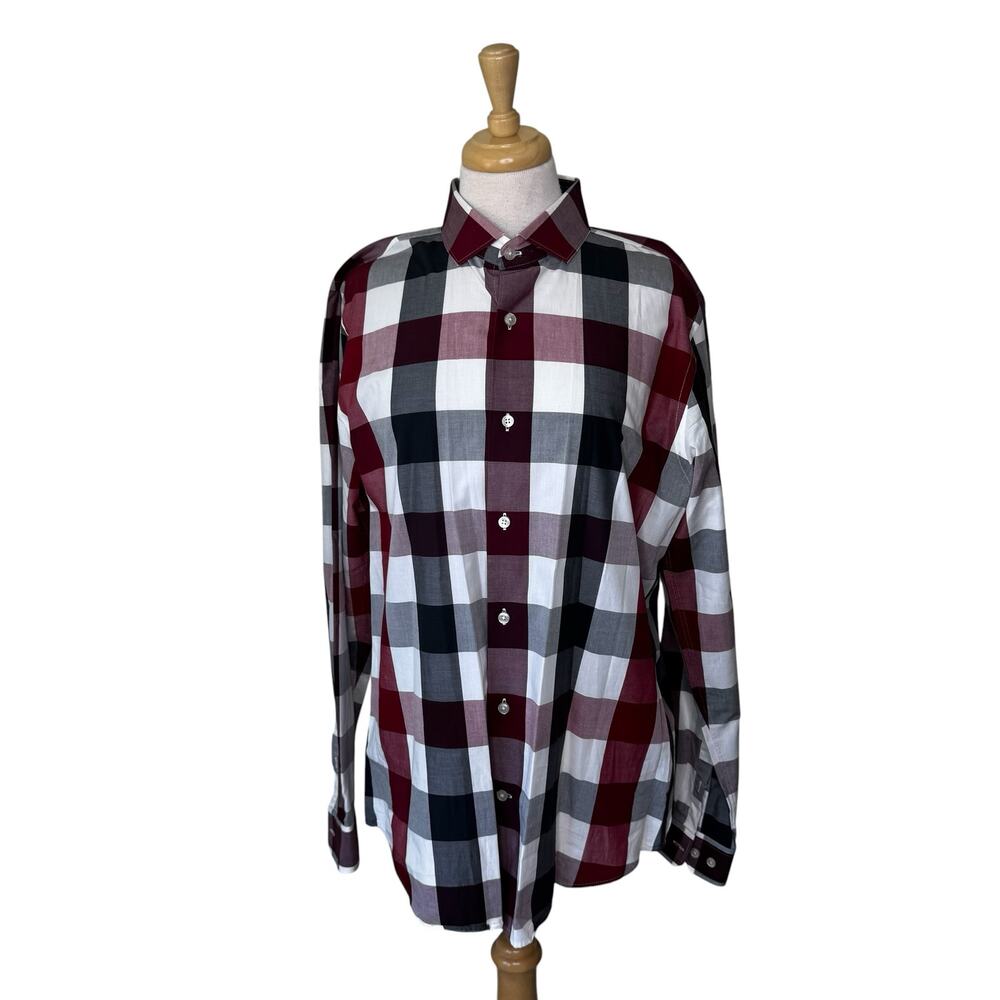 EXPRESS Men's 100% cotton Extra Slim Fit Plaid Button Up Shirt Size Large